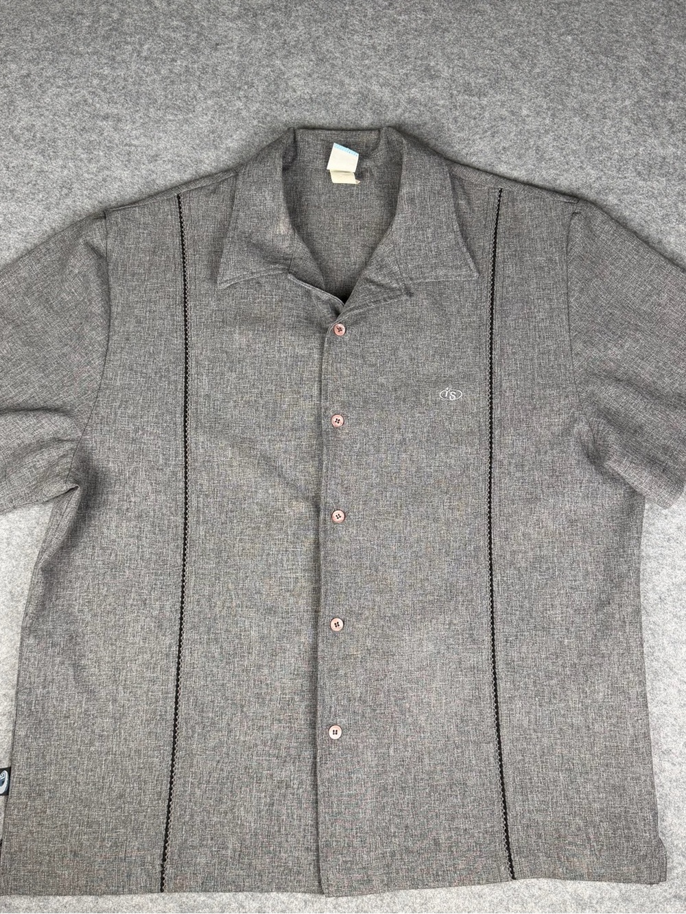 Interstate USA Gray Bowling Shirt Vintage 90s Y2K Lounge Top M/L READ